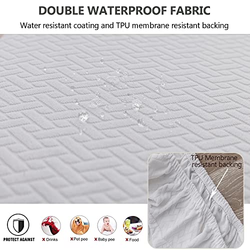 Housse de siège de chaise pour salle à manger jacquard blanc stretch imperméable