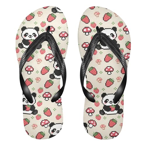 Cute Panda Pixel Strawberry Mushroom Yellow Flip Flop Beach Summer Casual Sandal for Women & Men Shower Shoes 2301736