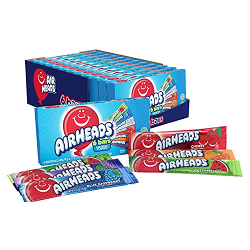 Airheads Candy, Assorted Fruit Flavors, Movie Theater Box, Individually Wrapped Full Size Bars, Non Melting, 6 Bars Per Theater Box, Box Of 12 Theater Boxes #TOP1