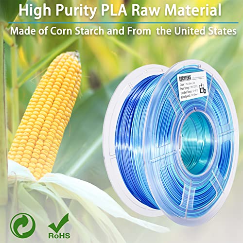 Image of PLA 3D Printer Filament, PLA Filament Silk Green Shiny Blue PLA Filament 1.75mm + /- 0.02mm, 3D Printing Filament 1kg /2.2lbs