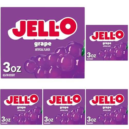 Jell-O Grape Gelatin Dessert Mix, 3 oz Box (Pack of 5)