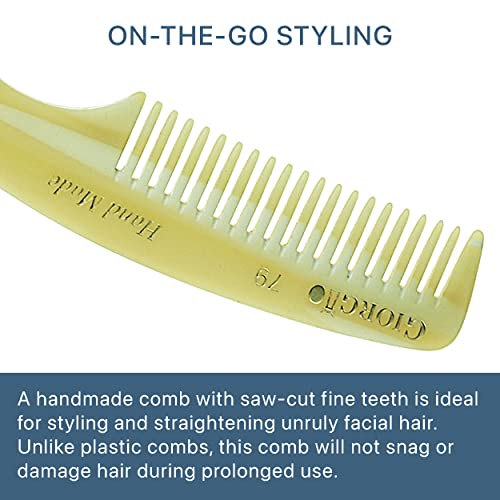 Giorgio G79 Travel Size Mustache And Beard Comb For Men - Small Fine Tooth Pocket Comb For Everyday Hair Care - Sawcut And Hand Polished Pocket Comb And Styling Comb - Handmade Imitation Horn Comb #TOP2