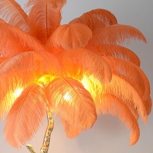 Lampadaire en plumes d'autruche véritables pour un salon chic et élégant - 3
