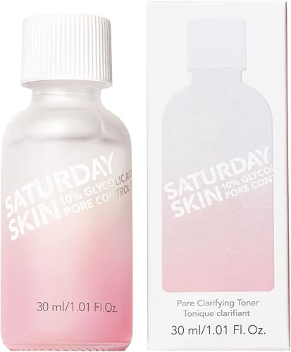 Saturday Skin Tónico de tamaño de viaje para aclarar poros 10% ácido glicólico y AHA limpieza profunda astringente tóner facial