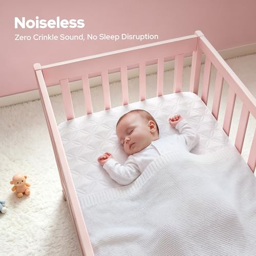 Image of BEDLORE Waterproof Mattress Protector Crib, 2 Pack Soft Mattress Pad, Noiseless Machine Washable Mattress Cover, Ultimate Protection for Your Baby's Crib Toddler Bed (52''x28'')