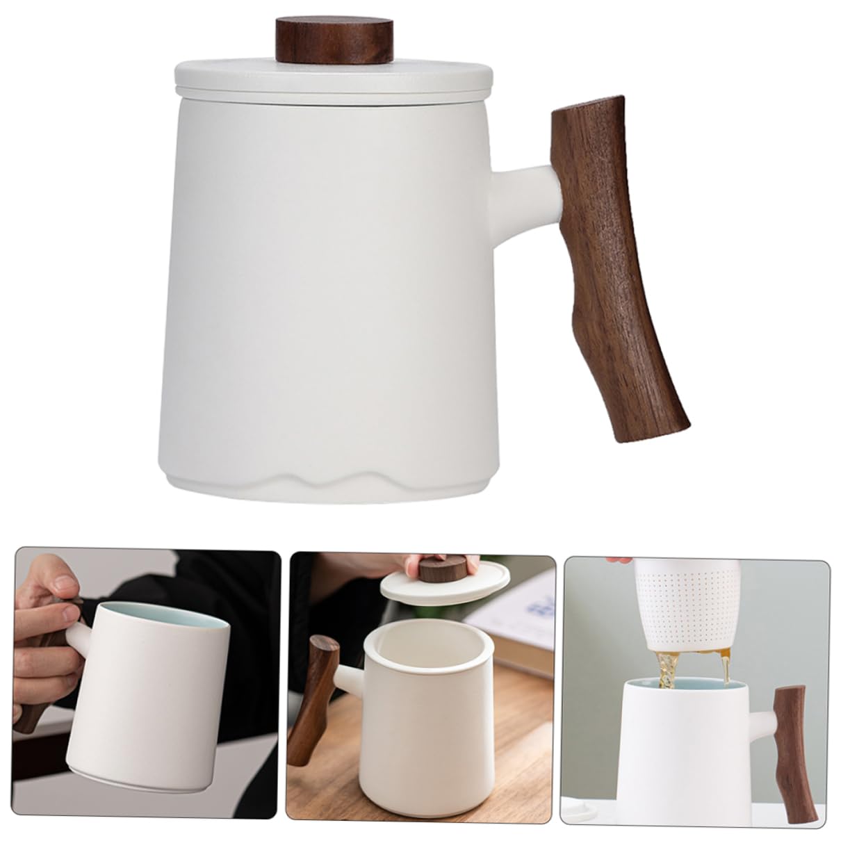 Alipis 3pièces Tasse à Thé Céramique Avec Filtre Et Couvercle Mug Design Élégant Pour Infusion De Thé Pour Maison Bureau Et