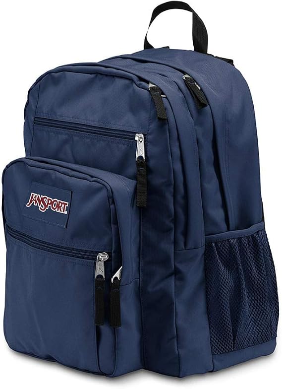 حقيبة ظهر كبيرة للكمبيوتر المحمول من JanSport للكلية - حقيبة كمبيوتر بها حجرتان، أحزمة كتف مريحة، جيب للكمبيوتر المحمول مقاس 15 بوصة، مقبض حمل - حقيبة ظهر للكتب، لون أزرق داكن