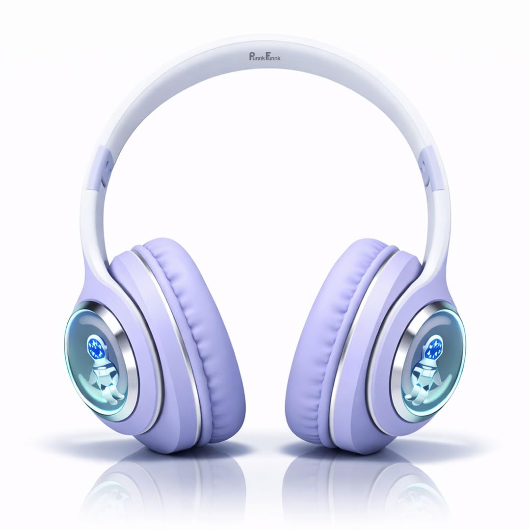 PunnkFunnk Astro Junior Wireless Bluetooth Headphones with BT 5.3, Noise Cancelling, Hi-Res Audio, 40mm Drivers, Deep Bass, Memory Foam Ear Cushions, Over-Ear Headset for Kids, Teens & Adults (Purple)-image-15