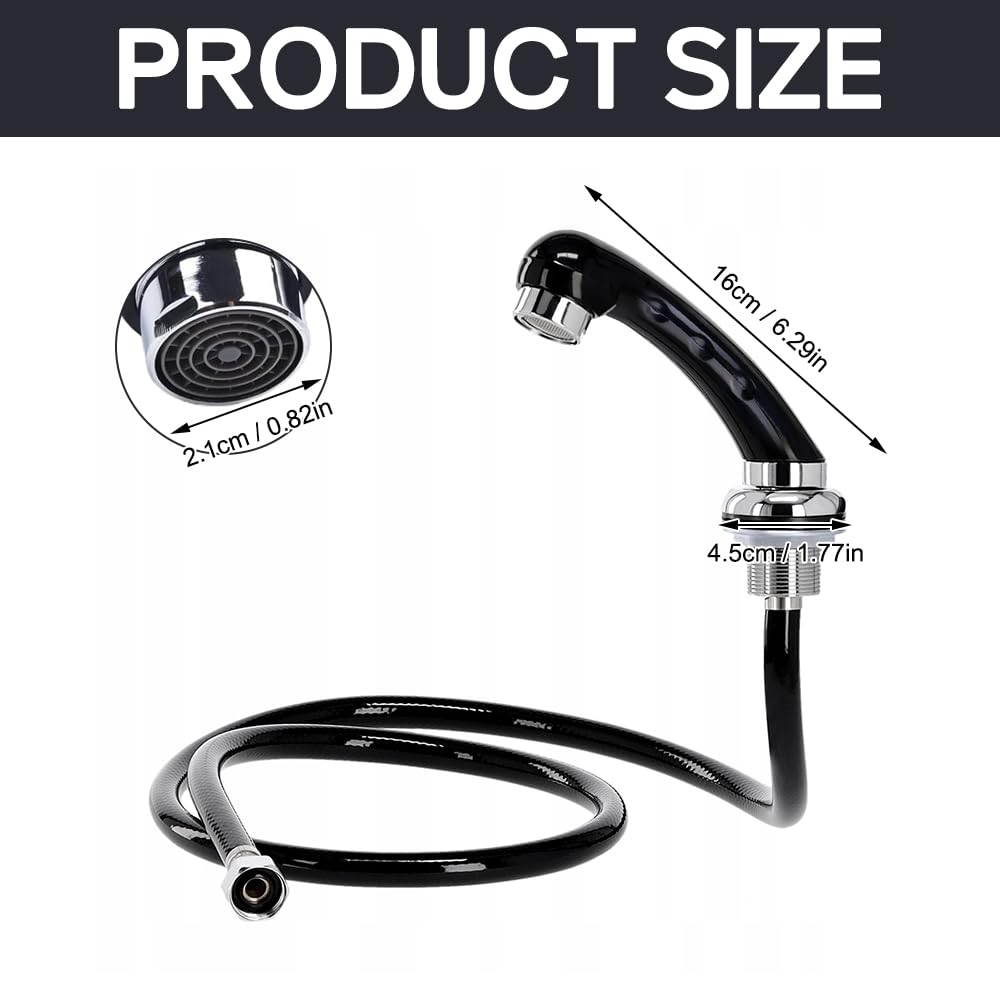 Flexible de douche, douchette pour lavabo, douchette en ABS, accessoires de coiffure avec flexible long, pommeau de douche pour lavabo (noir)