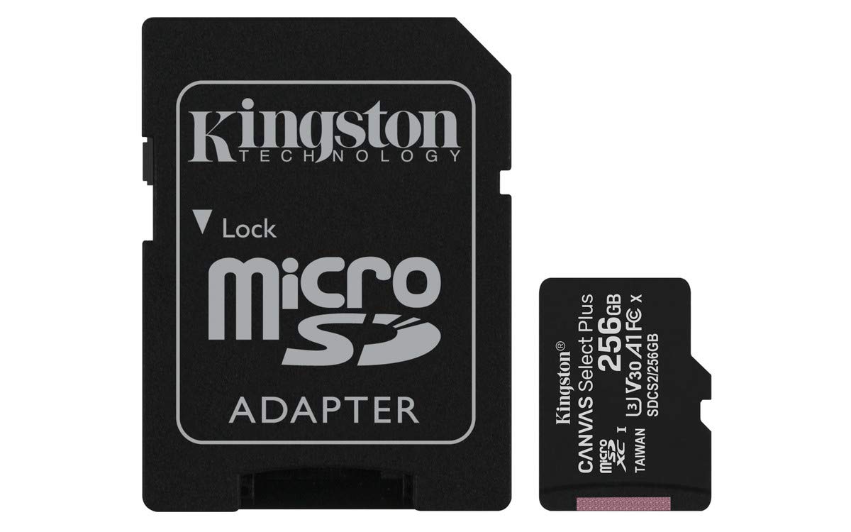 Kingston Canvas Select Plus 256GB microSD Card Class 10 UHS-I speeds up to 100MB/s with Adapter (SDCS2/256GBIN)