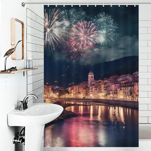 Rideau de douche imperméable feux d'artifice pour éviter l'eau sur le sol de bain