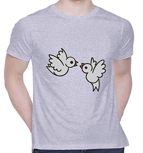Image of CreativiT Graphic Printed T-Shirt for Unisex Love Birds Tshirt | Casual Half Sleeve Round Neck T-Shirt | 100% Cotton | D00585-41