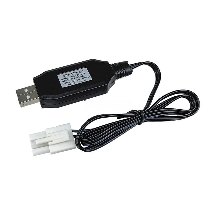 Cargador USB (cargador rápido) compatible con 6.4 V 1000 mAh (1 A) compatible con Ferrari SF-23 Racing RC Car compatible con Maisto