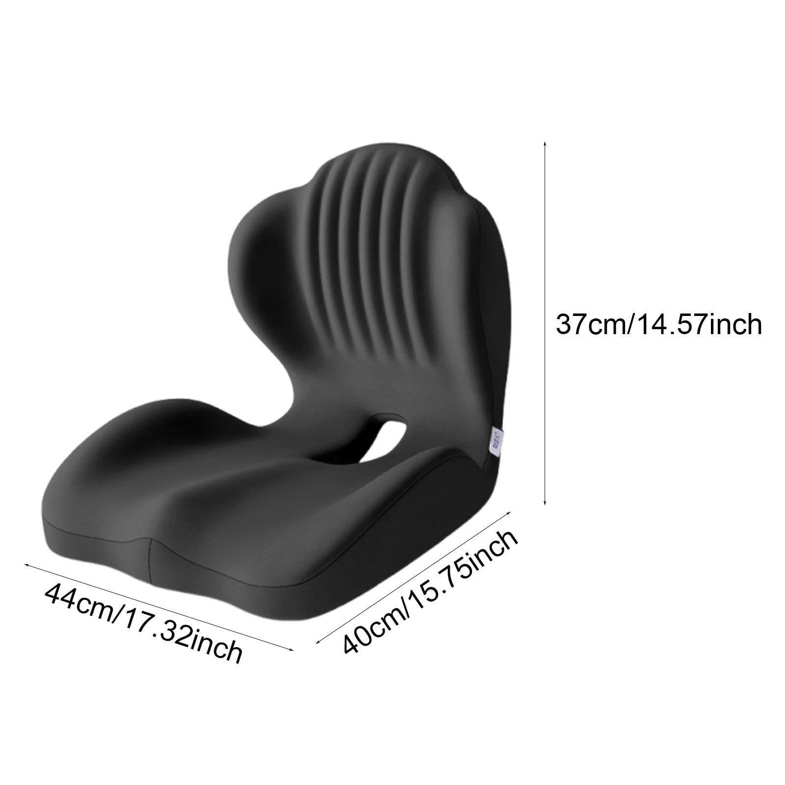 Cuscino Seduta Memory Foam Supporto Schiena Pad Sedia Ergonomico con Rivestimento Rimovibile E Base Antiscivolo Adatto per, Nero