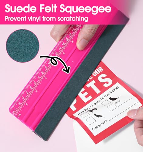 Vinyl Squeegee, 25cm Large Plastic Car Vinyl Wrap & Wallpaper Smoother with Ruler Tool Felt Edge Squeegee for Car Wrap Window Tint Application Wallpaper, Easy to Use - Image 3