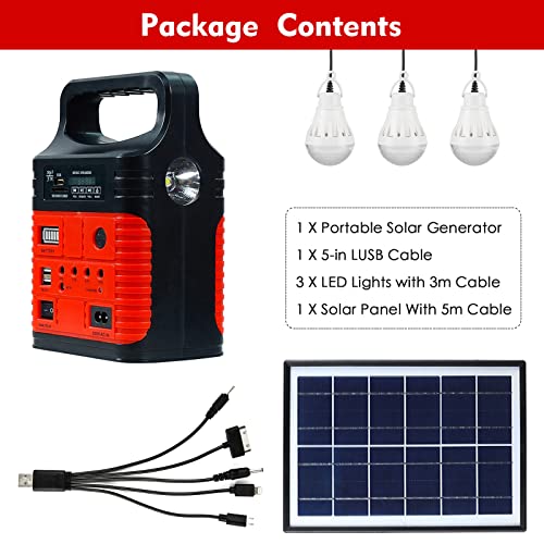 Solar Generator - Portable Power Station For Emergency Power Supply,Portable Generators For Camping,Home Use&Outdoor,Solar Powered Generator With Panel Including 3 Sets Led Light (Red) #TOP7