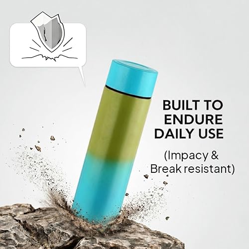 Image of CELLO H2O Luma Stainless Steel Water Bottle For Office Use 1000ml, Green Blue | Single Wall Freezer & Fridge Safe, Lightweight & Stylish Leakproof Rustproof Steel Water Bottle For School Kids & Travel
