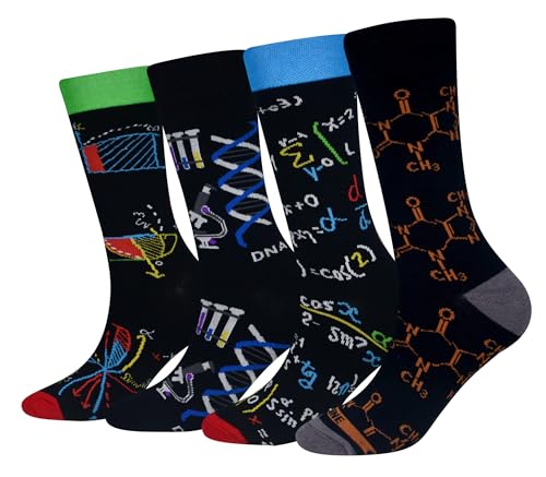 Cansok calcetines de Matemáticas Física Química Ciencia becerro la tripulación la novedad hombre 4 pares Cansok calcetines de Matemáticas Física Química Ciencia becerro la tripulación la novedad hombre 4 pares