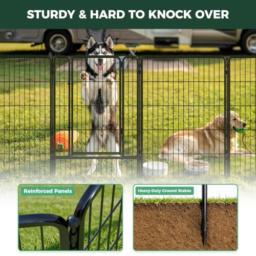 Image of FXW Rollick Dog Playpen with RV Step Grid for RV Camping, 40 inch H, 16 Panels