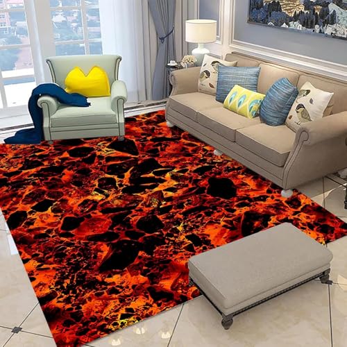 Tapis de salon poils ras 80x160 cm imprimé abstrait 3D lavable