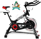 ANCHEER Indoor Cycling Stationary Bike, 40 LBS Flywheel Silent Belt Drive Home Exercise Bike with Pulse & Elbow Tray & Comfortable Seat & LCD Display for Home Cardio Workout Bike Training