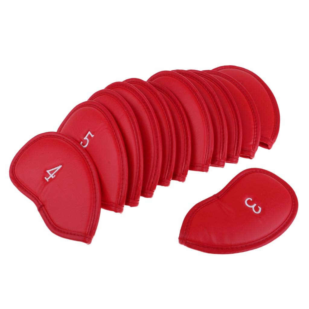 Golfschlägerhaube, wasserdicht, PU-Leder, Rot, 12-teilig