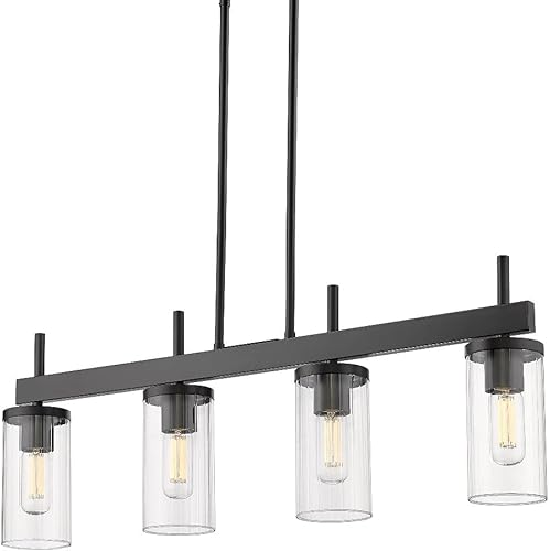 Golden Lighting 7011-LP BLK-CLR Winslett - Colgante lineal, negro mate