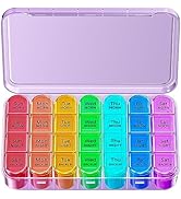 Weekly Pill Organizer, Travel Pill Box Case (7-Day / 4-Times-A-Day) with Big Compartments to Hold...