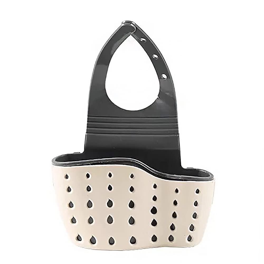 2 pezzi di porta spugna per lavello, organizer regolabile da cucina, cestello per spugna, portaoggetti per lavello, organizer per scolapasta a gancio, beige