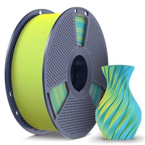 SUNLU Dual Color PLA Matte Filament 1.75mm, 1kg(2.2lbs) Color Change 3D Printer Filament, Yellow Cyan