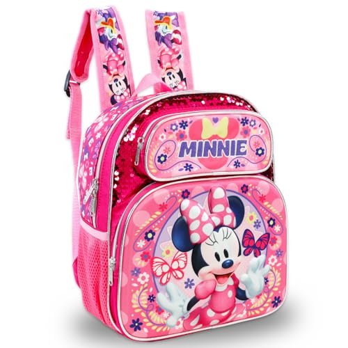 Minnie Mouse Mini Backpack for Kids - Bundle with 12" Disney School Bag, Water Bottle, Stickers, and More | Minnie Mouse Travel Bag for Girls2