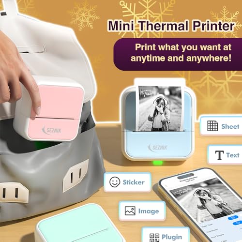 SEZNIK Mini Printer, Inkless, Thermal, Bluetooth, Portable Printer, Compatible with Android, iOS Mobile. 1 Year Warranty (MiniX-Pink-Gift) - Image 7