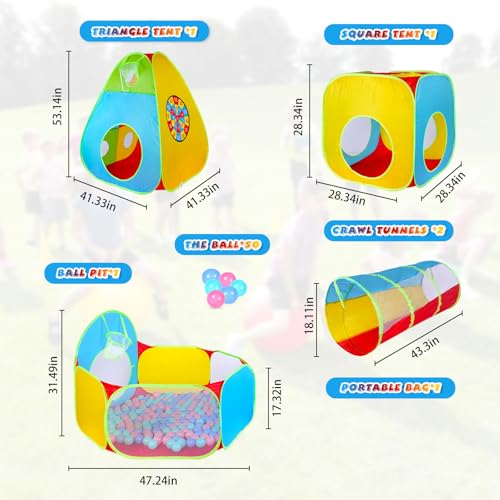 Weskmens 5PCS-240925 5Pack Kids Play Tent For Toddler Kids With 50 Balls,Indoor Playground,Foldable Pop Up Tents With Carry Bag,Outdoor Playhouse With Crawling Toys & Play Tent thumb #1