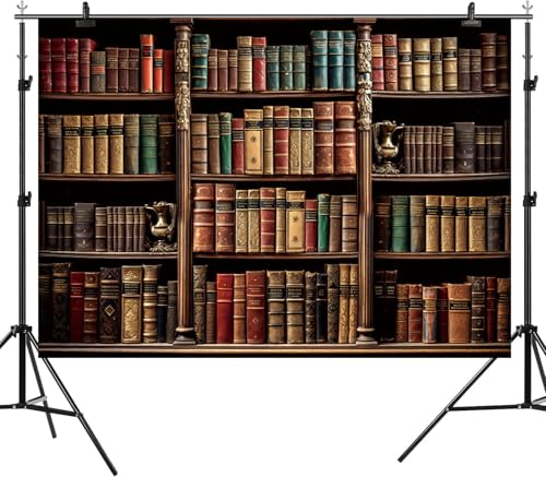 Fondo fotográfico vinilo 7x5ft temática librería vintage miniatura 6