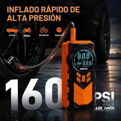 Miniatura 3 de JDMCAR Arrancador de Baterias Coche Compresor -4 en 1 con Pantalla LCD