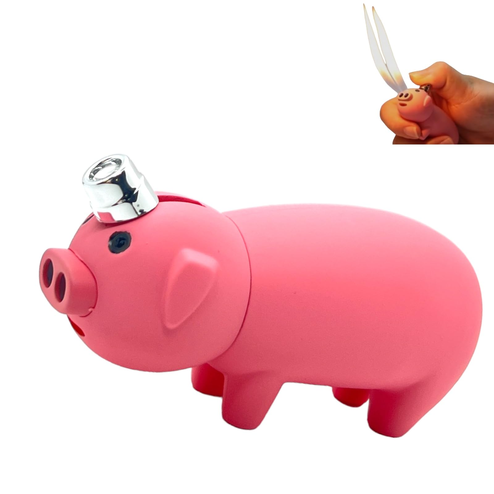 NIVEK Cute Pig Lighter Refillable, Funny Novelty Lighter Double Soft Flame,Pink Pig, Novelty Gift for Women Men