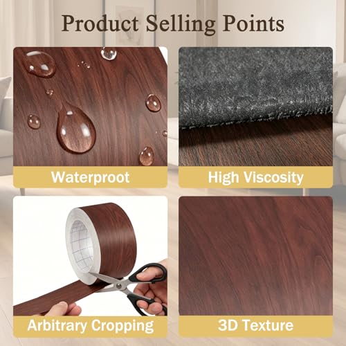 Image of GSCIT Club Wood Grain Repair Tape, 2.4 inch X 100ft Self Adhesive Cherry Grain Repair Patch for Tables, Chairs, Baseboards, Doors, Windows, Floors, Handicraft DIY.