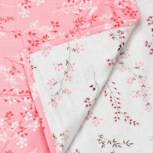 Image of Home Ecstasy 100% Cotton Mulmul Reversible Dohar for Single Bed 210 GSM (56 x 88 inches), Pink