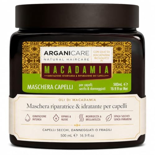 Masque Hydratant Réparateur Macadamia & Argan 500 ml – Nutrition intense, anti-casse & anti-fourches, soin capillaire pour cheveux secs et abîmés, gamme...