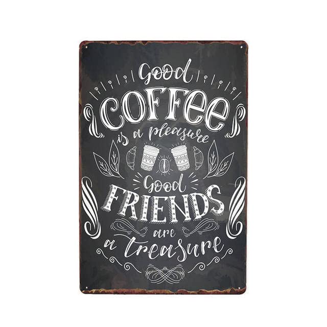 ABCDEFG - 4 placas de metal vintage con texto en inglés "Coffee Makes Everything Possible", para cafetería, bar, pub, decoración de pared para el hogar, la cocina y el jardín