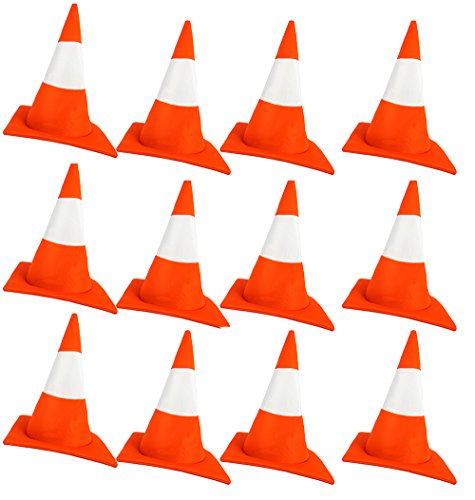 ILOVEFANCYDRESS Chapeau Fantaisie pour Adulte en Forme de cône de Chantier Orange et Blanc. (X12)