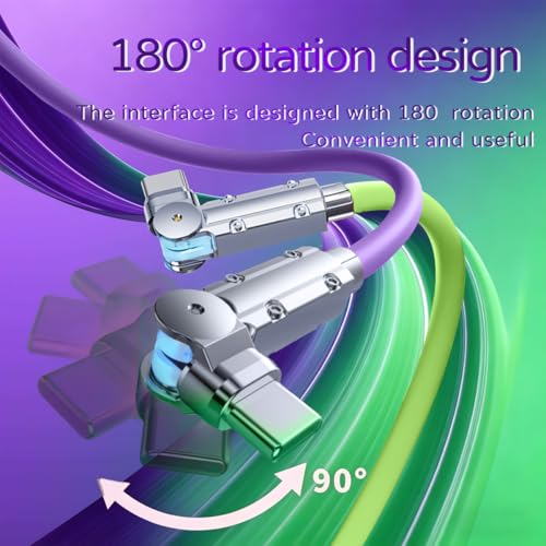 Image of USB-C to USB-C Cable 2 Pack 5ft 180Rotating Charger Cord Type C Chubby Silicone USB C to C Cable Type C Fast Charging Cord for iPhone 17 16 15 Samsung Galaxy S26 S25 S24 S23 S22,Laptops