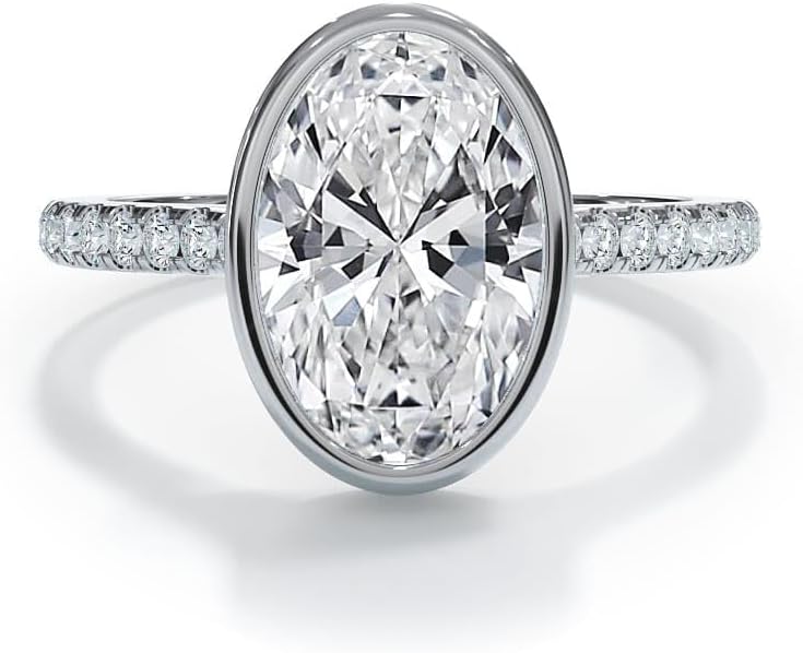 2 CT Oval Moissanite Wedding Bridal Ring Colorless VVS1 10K 14K 18K Gold & S925 Bezel Hidden-Halo Engagement Ring Promise Ring Set Memorial Gift For Her