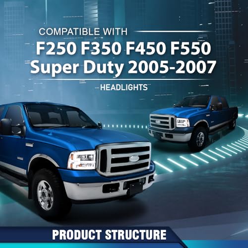 Image of PIT66 LED DRL Headlights Fit 2005-2007 Ford F250 F350 F450 F550 Super Duty