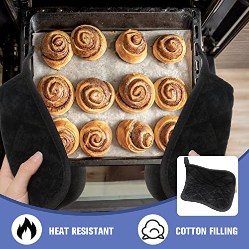 12 Pcs Oven Potholders Kit Square Pot Holders For Kitchen Heat Resistant Cotton Hot Pads With Hanging Loops Machine Washable Kitchen Essentials For Craft Project Kitchen Gift (Black) #TOP2