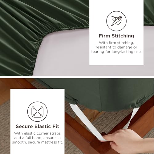 Image of Bedsure Twin XL Sheets Dorm Bedding, GentleSoft Breathable Extra Long Twin Sheets & Pillowcases, Moisture Wicking Cooling, Deep Pocket Fits Mattress Up to 21 Inches Thick, Olive Green