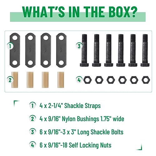 Image of 1 Pack Trailer Shackles Kit, 2-1 /4 inch Trailer Shackle Straps (225) | Used On Dual-Axle Systems, Tandem Axle Trailer Kit for Double Eye Spring (3,500 lbs-7,200 lbs Axles)