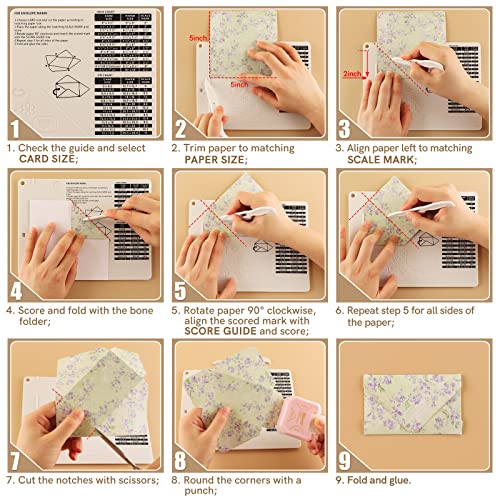 2Pcs Score Board Multi-Purpose Scoring Board Envelope Maker with Bone Folder and 3 in 1 Corner Rounder Paper Punchfor Card Making and DIY Projects Multi- Purpose Scoring Board & Score and Fold Tools by BAOFALI - Image 6