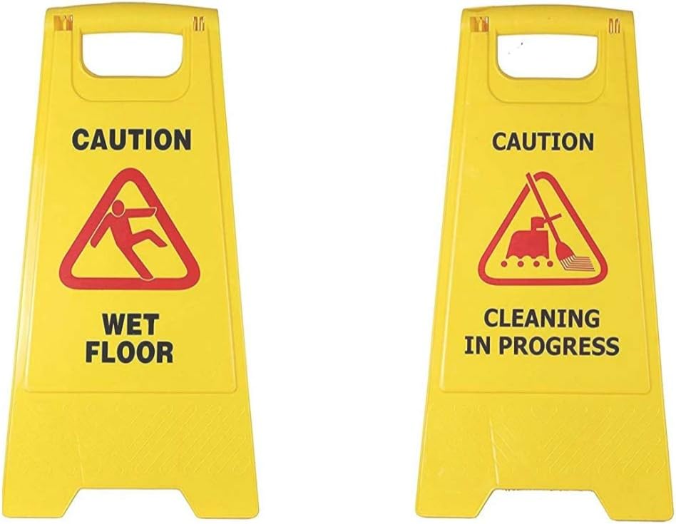 YU WELL Caution Standing Board (Combo of 2 Pcs Sign Board,Wet Floor and Cleaning in Progress Sign Board)