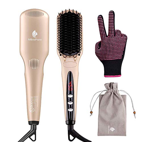MiroPure Ionic Hair Straightener Brush for Silky Frizz-free Hair with MCH Heating Technology